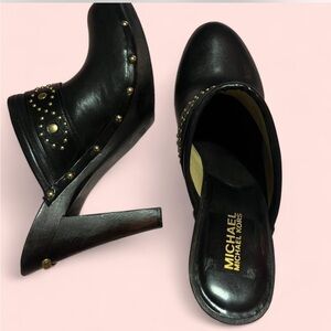 Michael Kors Black Clogs with Gold accents